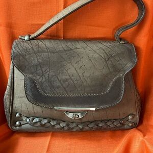 Classic Braided Accent Leather Shoulder Bag - Brown